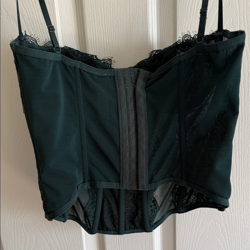Urban Outfitters Dark Green Lace Bustier Corset Top - Picture 5 of 6